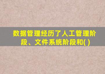 数据管理经历了人工管理阶段、文件系统阶段和( )